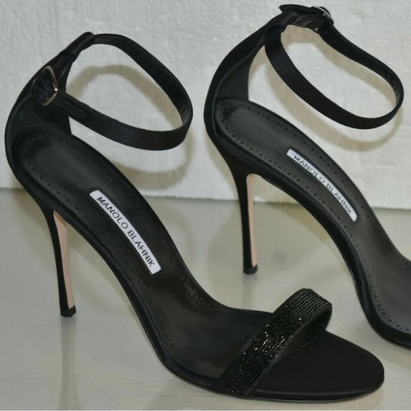 Manolo Blahnik CHAOS CRYSTALROCK Black Satin Sandals Size: 11 | IT 41 - Picture 11 of 16